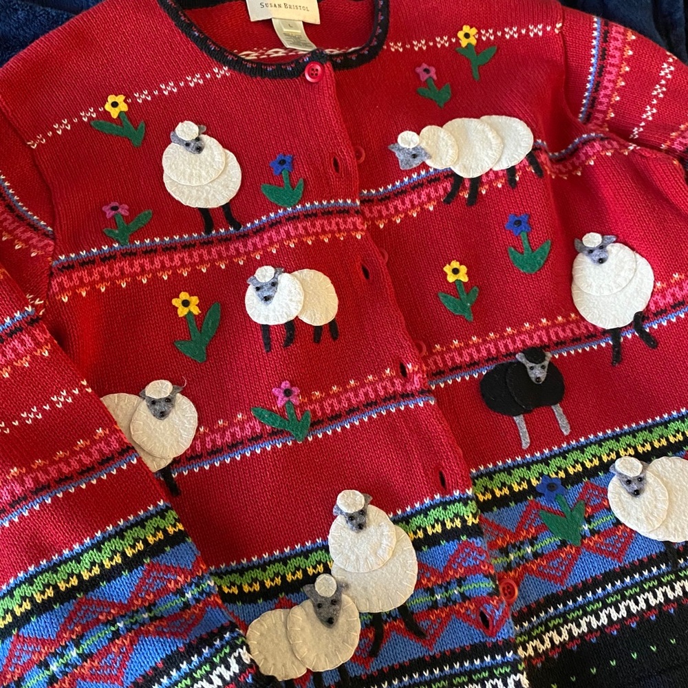 Susan Bristol Knit Sweater with Felted Sheep L